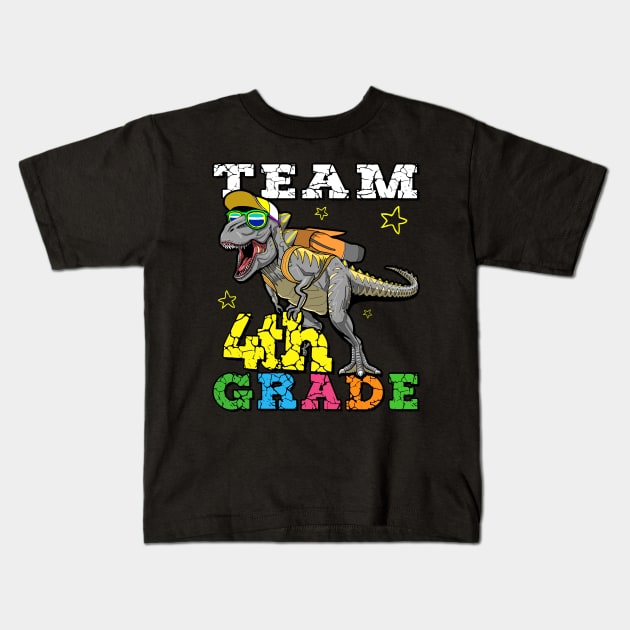 Dinosaur Back To School 4th Grade Kids T-Shirt by DARSHIRTS